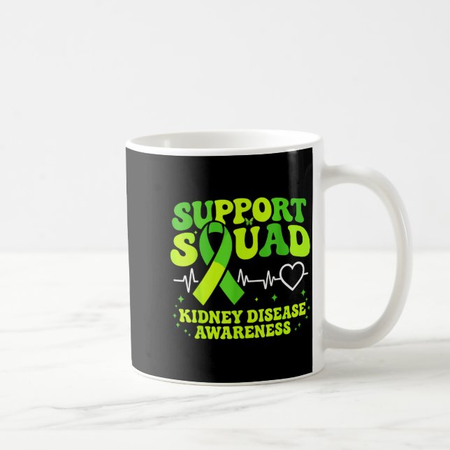 Kidney warrior support squad green ribbon coffee mug (Right)