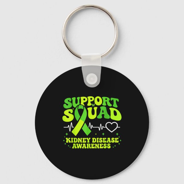 Kidney warrior support squad green ribbon key ring (Front)