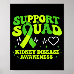 Kidney warrior support squad green ribbon poster