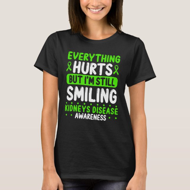 Kidneys Disease Awareness Green Ribbon Warrior T-Shirt (Front)