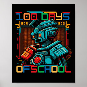 Kids 100 Day of School Gamer Boy Girl Gamer Futuri Poster