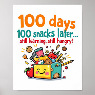 Kids 100 Days 100 Snacks Later 100th Day Of School Poster