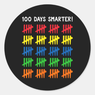 Kids 100 Days of School  100 Tally Marks  Classic Round Sticker