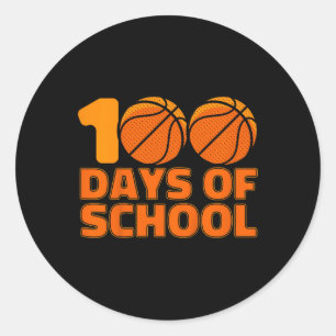 Kids 100 Days Of School Basketball 100th Day Of Sc Classic Round Sticker