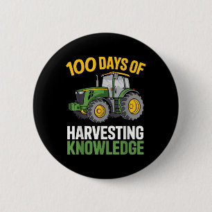 Kids 100 Days Of School Boy Tractor Farming 100th  6 Cm Round Badge