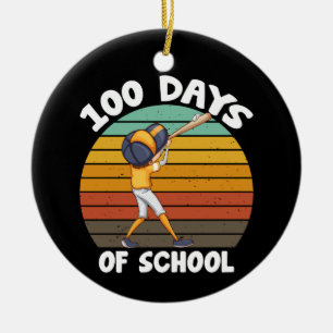 Kids 100 Days Of School Boys 100th Day Baseball Ceramic Ornament