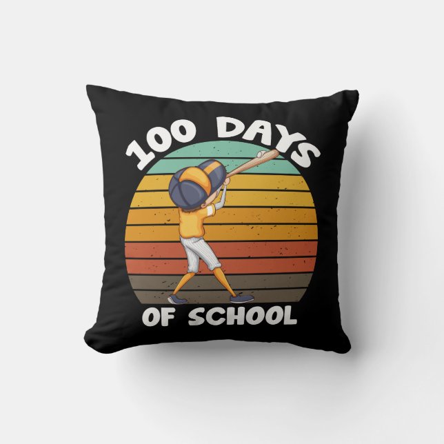 Kids 100 Days Of School Boys 100th Day Baseball Cushion (Front)