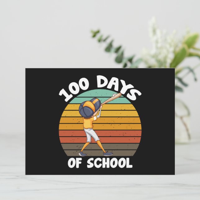 Kids 100 Days Of School Boys 100th Day Baseball Invitation (Standing Front)