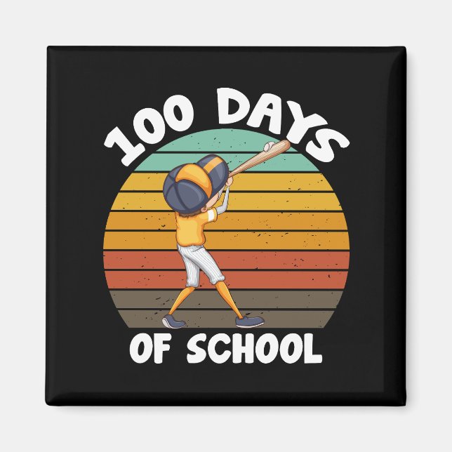 Kids 100 Days Of School Boys 100th Day Baseball Magnet (Front)