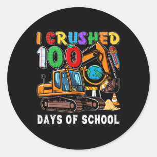 Kids 100 Days Of School Construction Vehicle Toddl Classic Round Sticker