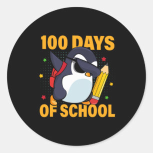 Kids 100 Days Of School Dabbing Penguin 100 Days S Classic Round Sticker