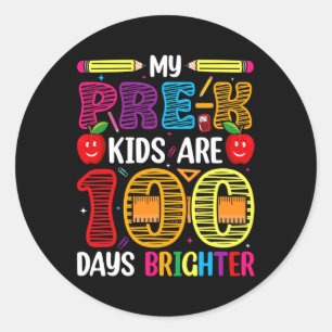 Kids 100 Days Of School Teacher Student  Classic Round Sticker