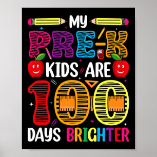 Kids 100 Days Of School Teacher Student Poster