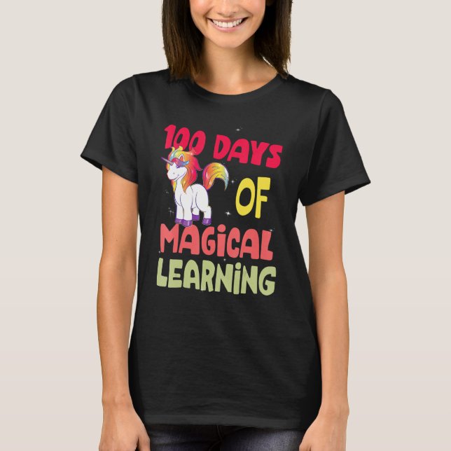 Kids 100 Days Of School Unicorn Shirt for Girls Ma (Front)