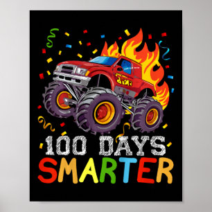 Kids 100 Days Smarter Boys Monster Truck 100th Day Poster