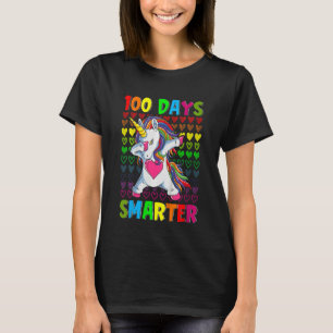 Kids 100 Days Smarter Hearts Dabbing Unicorn 100th T-Shirt