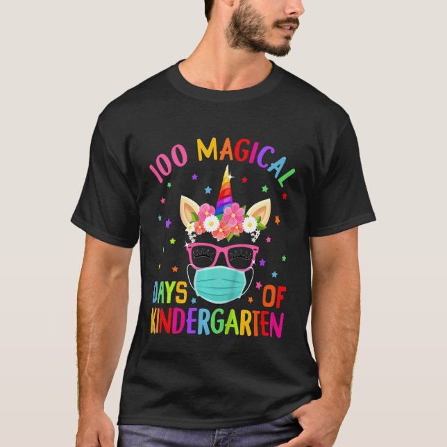 Kids 100 Magical Days Of Kindergarten School Unico T-Shirt (Front)