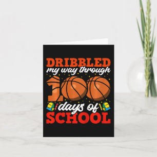 Kids 100th Day Of School Boys Basketball 100 Days  Card