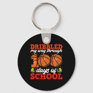 Kids 100th Day Of School Boys Basketball 100 Days Key Ring