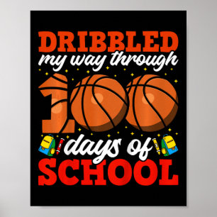 Kids 100th Day Of School Boys Basketball 100 Days  Poster