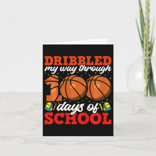 Kids 100th Day Of School Boys Bysketbyll 100 Days Card