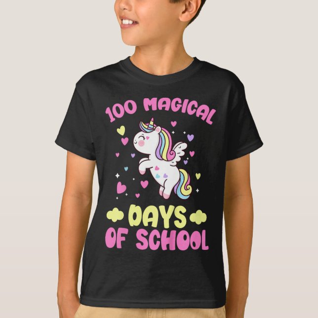 Kids 100th Day Of School Girls 100 Magical Days Of T-Shirt (Front)