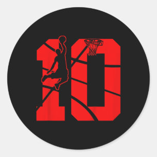 Kids 10 Year Old 10th Basketball Birthday PartyThe Classic Round Sticker