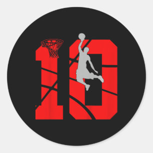 Kids 10 Year Old 10th Bysketbyll Birthday Partythe Classic Round Sticker