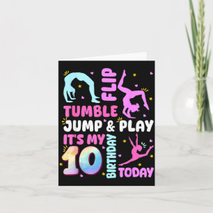 Kids 10 Year Old Bday Gymnast 10th Gymnastics Birt Card