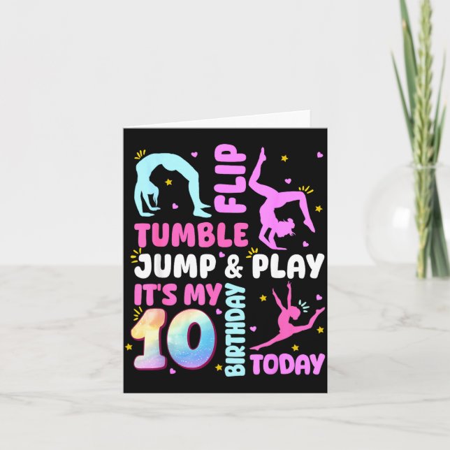 Kids 10 Year Old Bday Gymnast 10th Gymnastics Birt Card (Front)