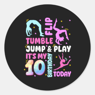 Kids 10 Year Old Bday Gymnast 10th Gymnastics Birt Classic Round Sticker
