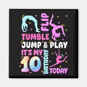 Kids 10 Year Old Bday Gymnast 10th Gymnastics Birt Magnet