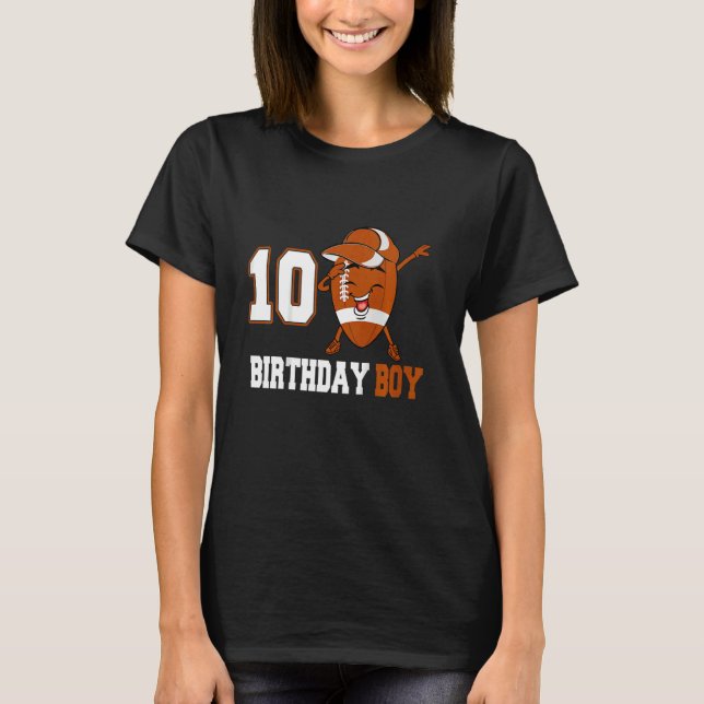 Kids 10 Year Old  Dabbing Football 10th Birthday B T-Shirt (Front)