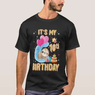 Kids 10 Year Old Sloth 10th Birthday Girl Party Cu T-Shirt