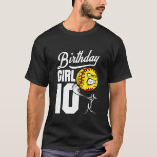 Kids 10 Year Old Softball Birthday Party Theme 10T T-Shirt