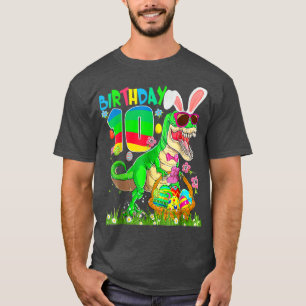 Kids 10 Year Old TRe Dinosaur Easter Bunny 10th Bi T-Shirt