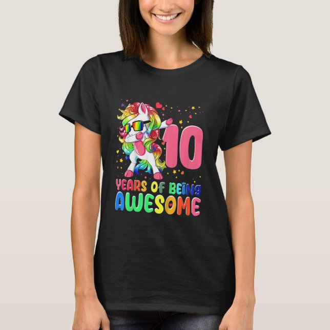 Kids 10 Years of Being Awesome 10th Birthday Girl  T-Shirt (Front)