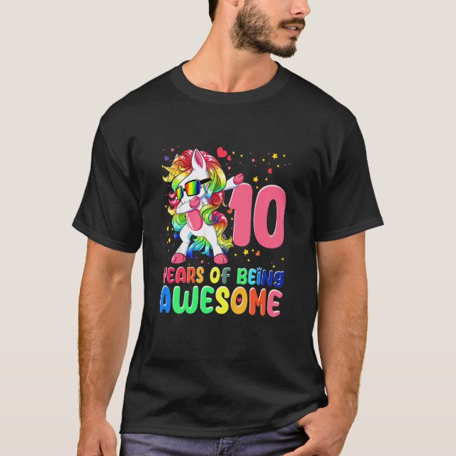Kids 10 Years of Being Awesome 10th Birthday Girl  T-Shirt (Front)