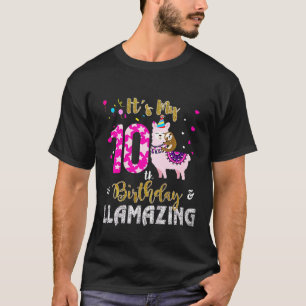 Kids 10 Years Old and Llamazing 10th birthday slo T-Shirt