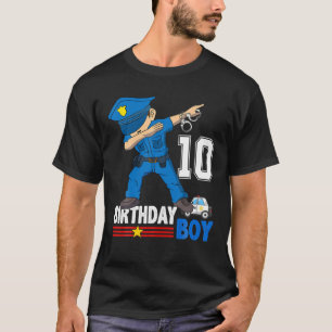 Kids 10 Years Old Police Birthday Officer Cop Car T-Shirt