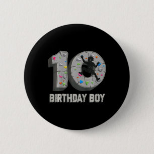 Kids 10 Years Old Rock Climbing 10th Birthday Adve 6 Cm Round Badge