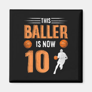 Kids 10th Birthday Bysketbyll Player This Byller I Magnet
