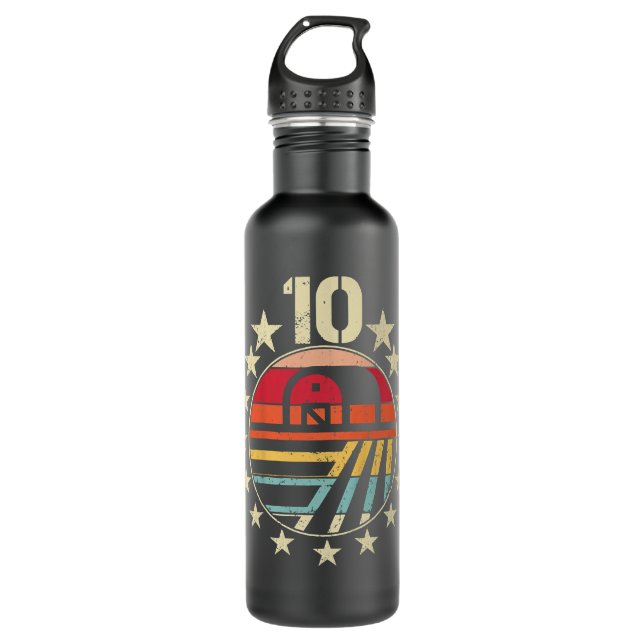 Kids 10th Birthday Farm Animal 10 Year Old Birthda 710 Ml Water Bottle (Front)