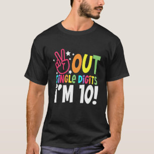Kids 10th Birthday Peace Out Single Digits I'm 10 T-Shirt