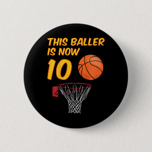 Kids 10th Birthday Sketll Hoop 10 Year Old Boy 6 Cm Round Badge