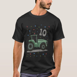 Kids 10th Birthday Ten Year Old Boy Tractor Digger T-Shirt