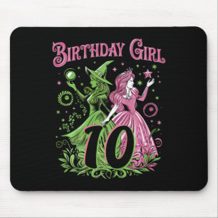 Kids 10th Birthday Witch Pink And Green 10 Year Ol Mouse Pad