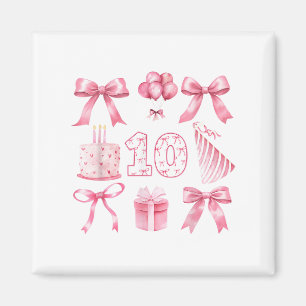 Kids 10th Coquette Birthday Party Ten Years Old Gi Magnet