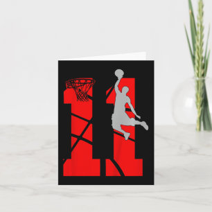 Kids 11 Year Old 11th Basketball Birthday PartyThe Card