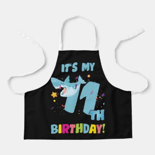 Kids 11 Year Old 11th Shark Party Birthday Baby Apron